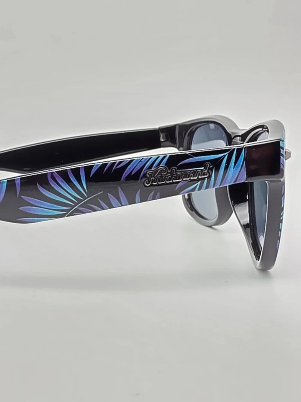 Knockaround Fort Knocks Tropical Palms Black Frame Polarized Purple Sunglasses